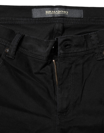 Black Cotton Stretch Flared Bootcut Denim Jeans