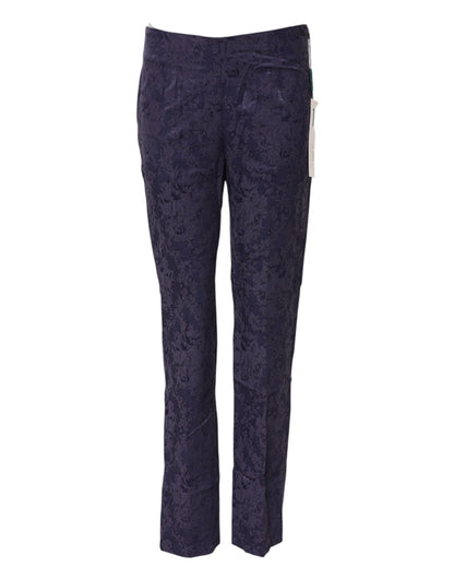 Purple Jacquard High Waisted Pants