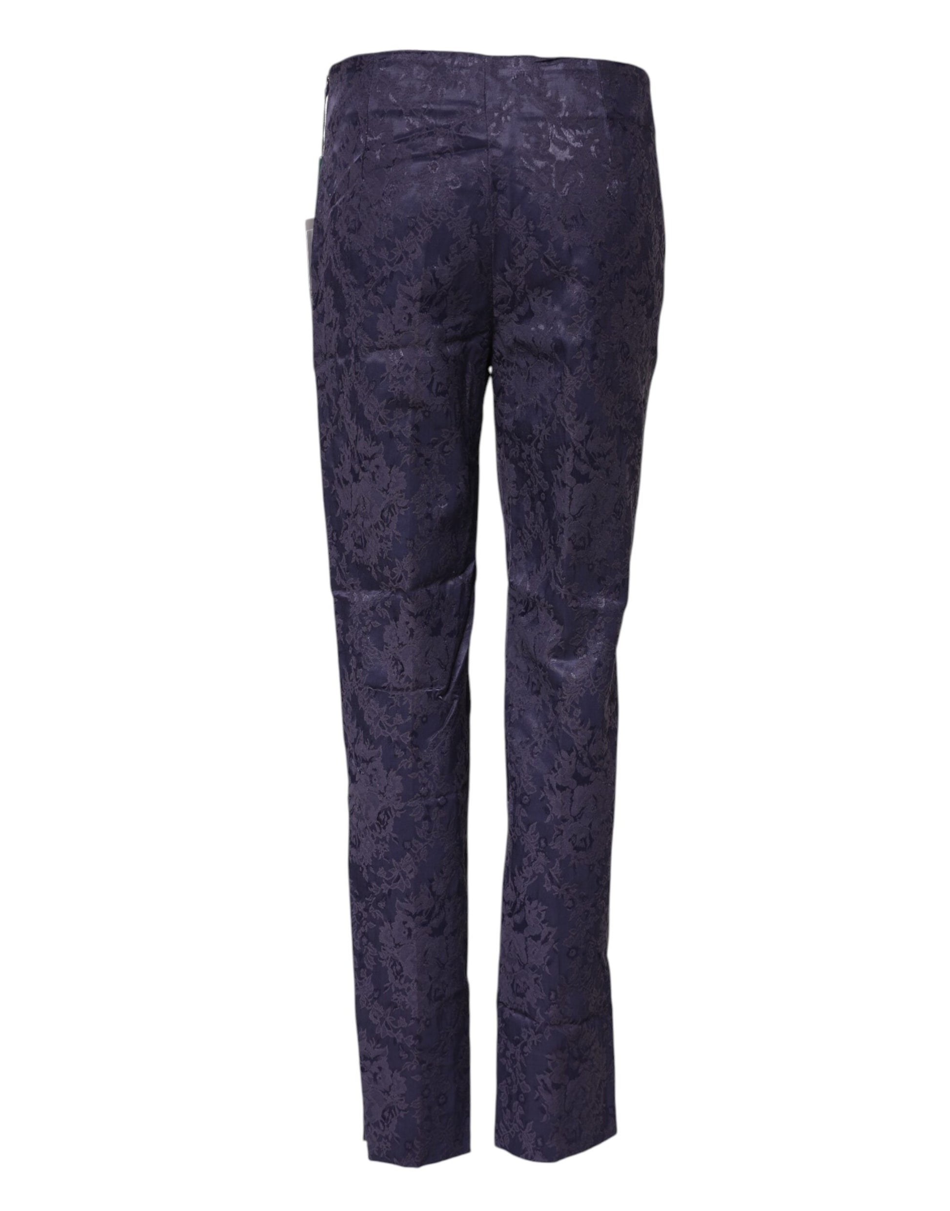 Purple Jacquard High Waisted Pants