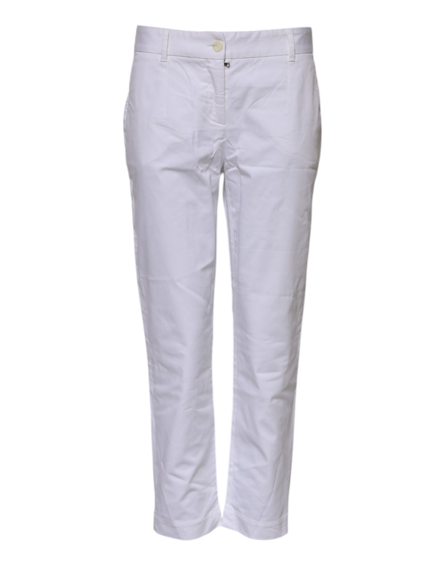 White Cotton Stretch Mid Waist Jeans