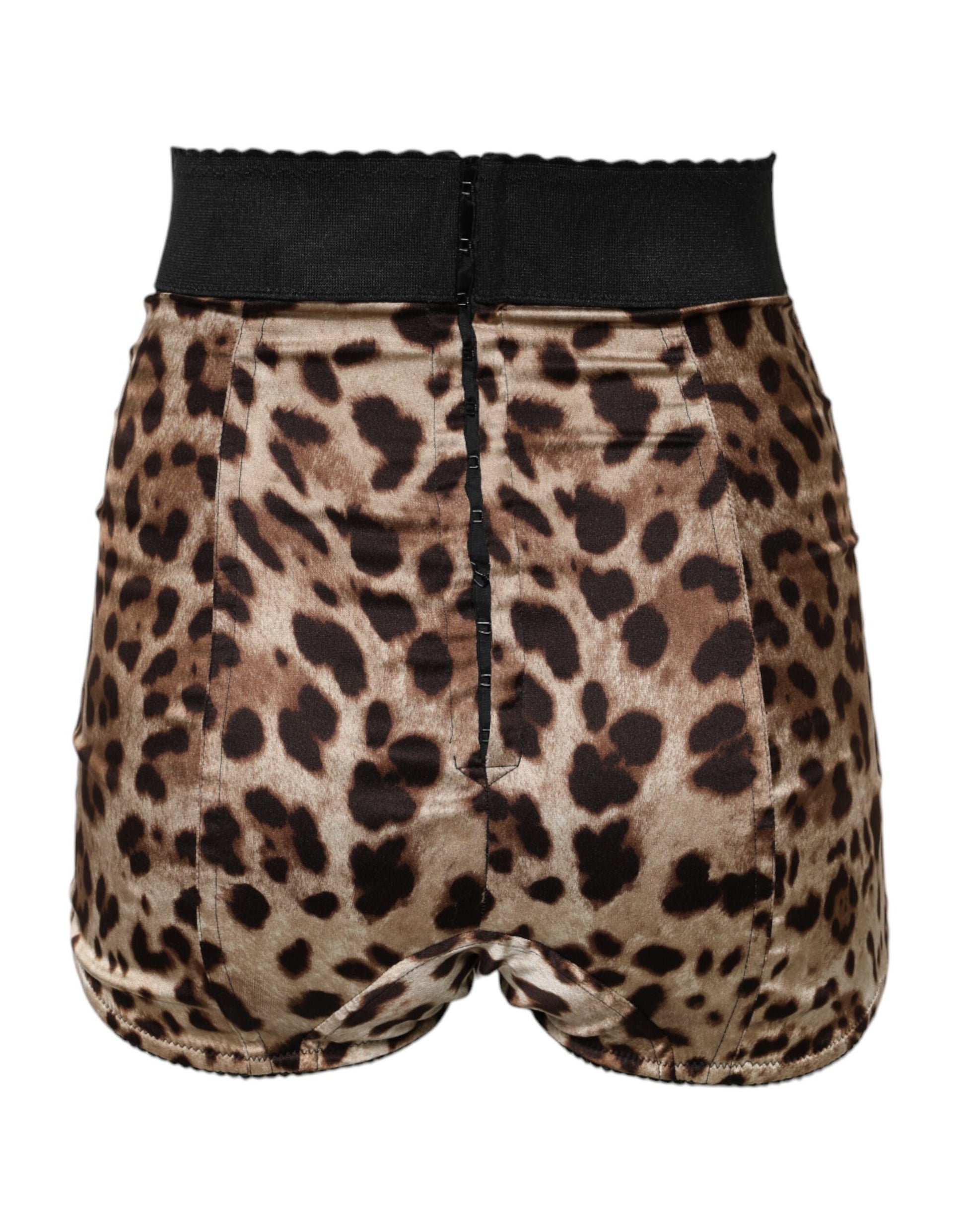 Brown Leopard High Waist Hot Pants Shorts