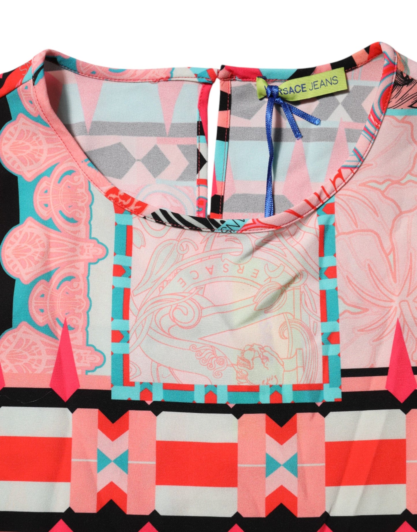 Multicolor Print Short Sleeves Women Blouse Top