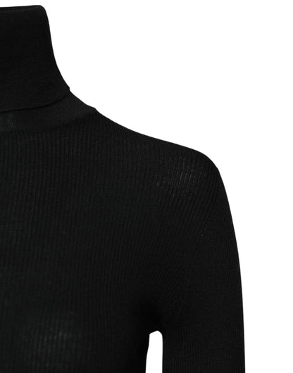 Black Cashmere Turtleneck Knitted Blouse Top