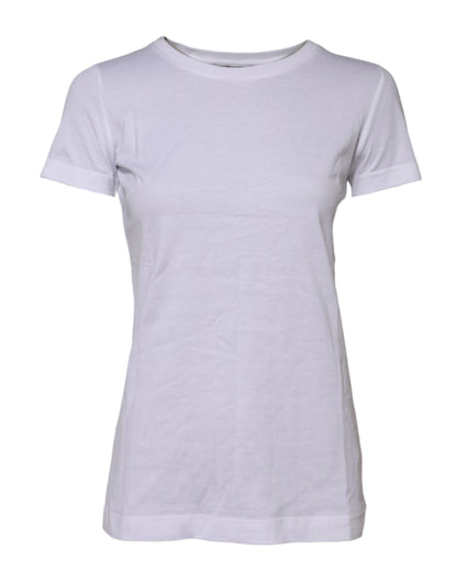 White Cotton Short Sleeves Round Neck T-shirt