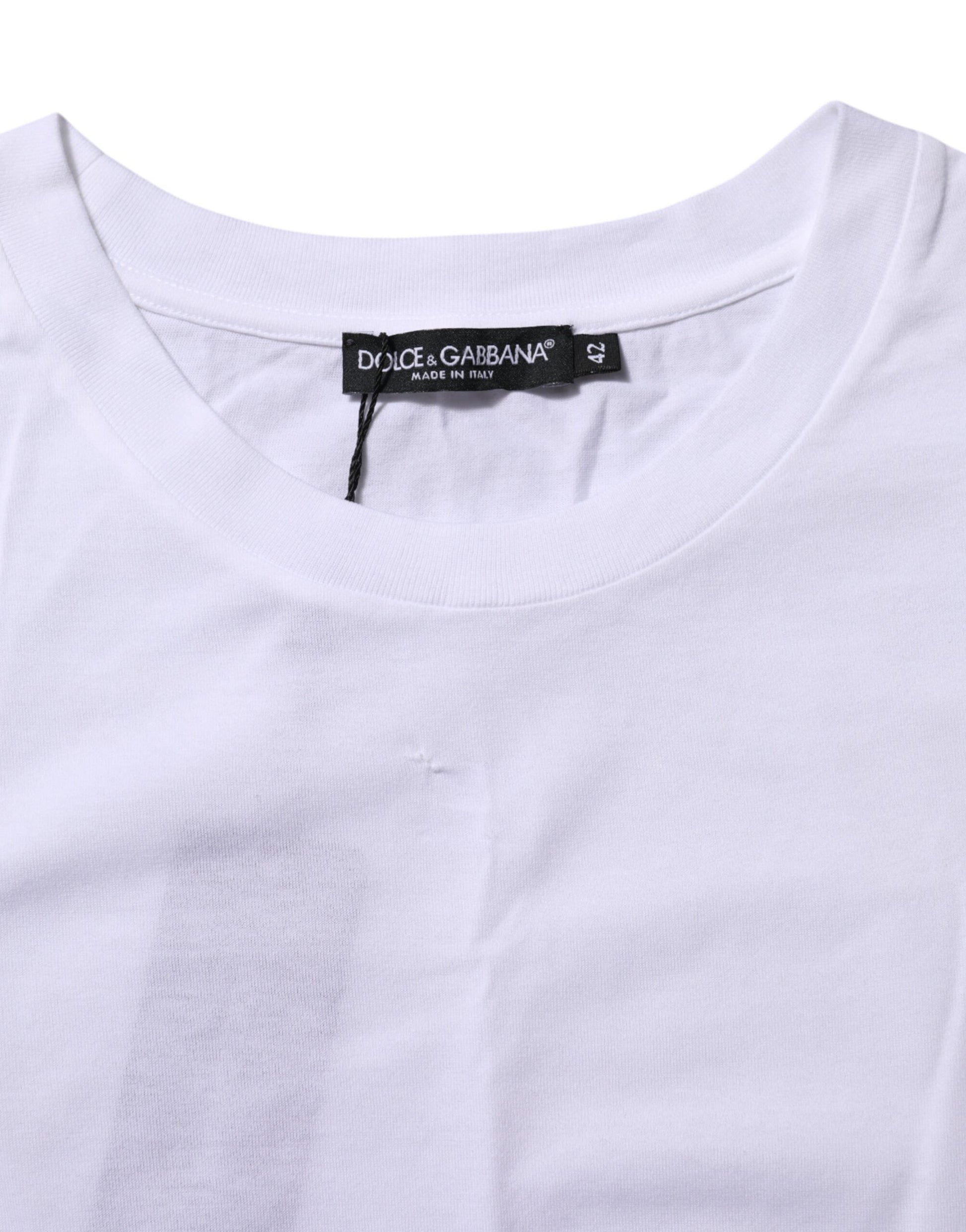 White Cotton Round Neck Short Sleeves T-shirt