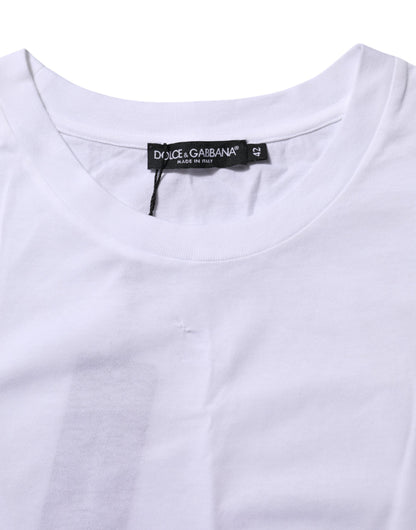 White Cotton Round Neck Short Sleeves T-shirt