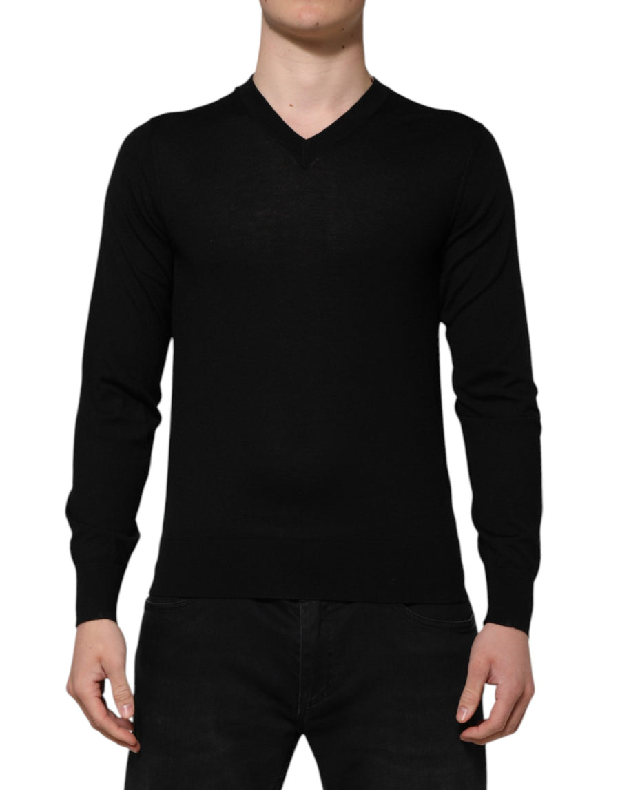 Black Cashmere Crewneck Men Pullover Sweater