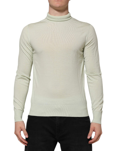 Mint Green Wool Turtleneck Pullover Sweater