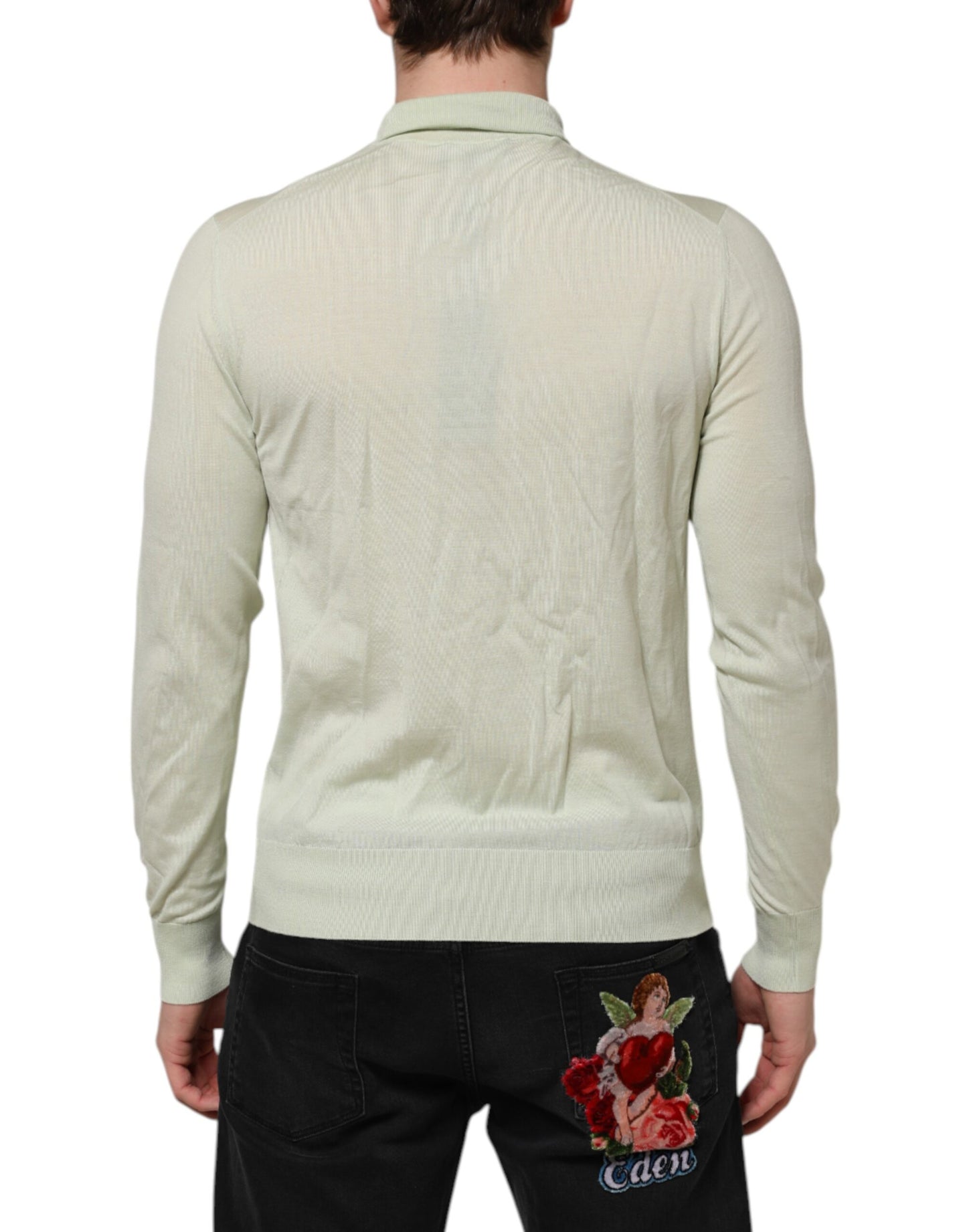 Mint Green Wool Turtleneck Pullover Sweater