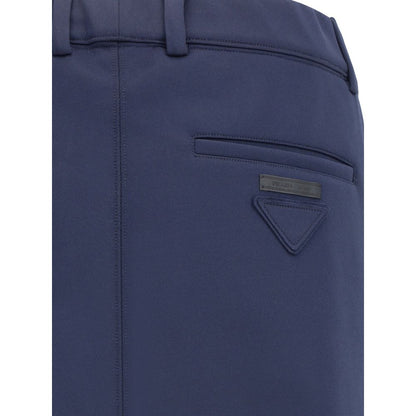 Blue Polyester Casual Pants