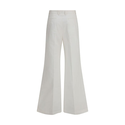 White Cotton Flared Pants