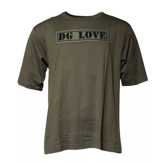 Army Green DG Love Cotton Crew Neck T-shirt