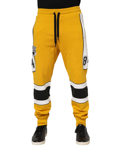 Yellow Cotton Logo Sweatpants Jogger Pants
