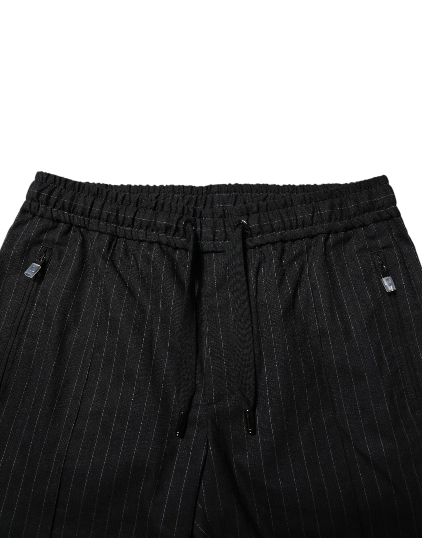 Black Striped Wool Men Jogger Pants