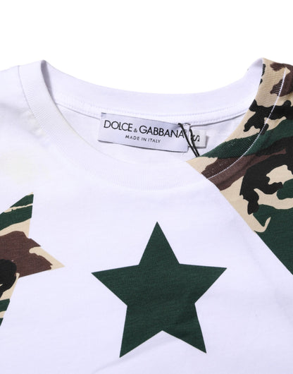 White Camouflage Cotton Men Crew Neck T-shirt