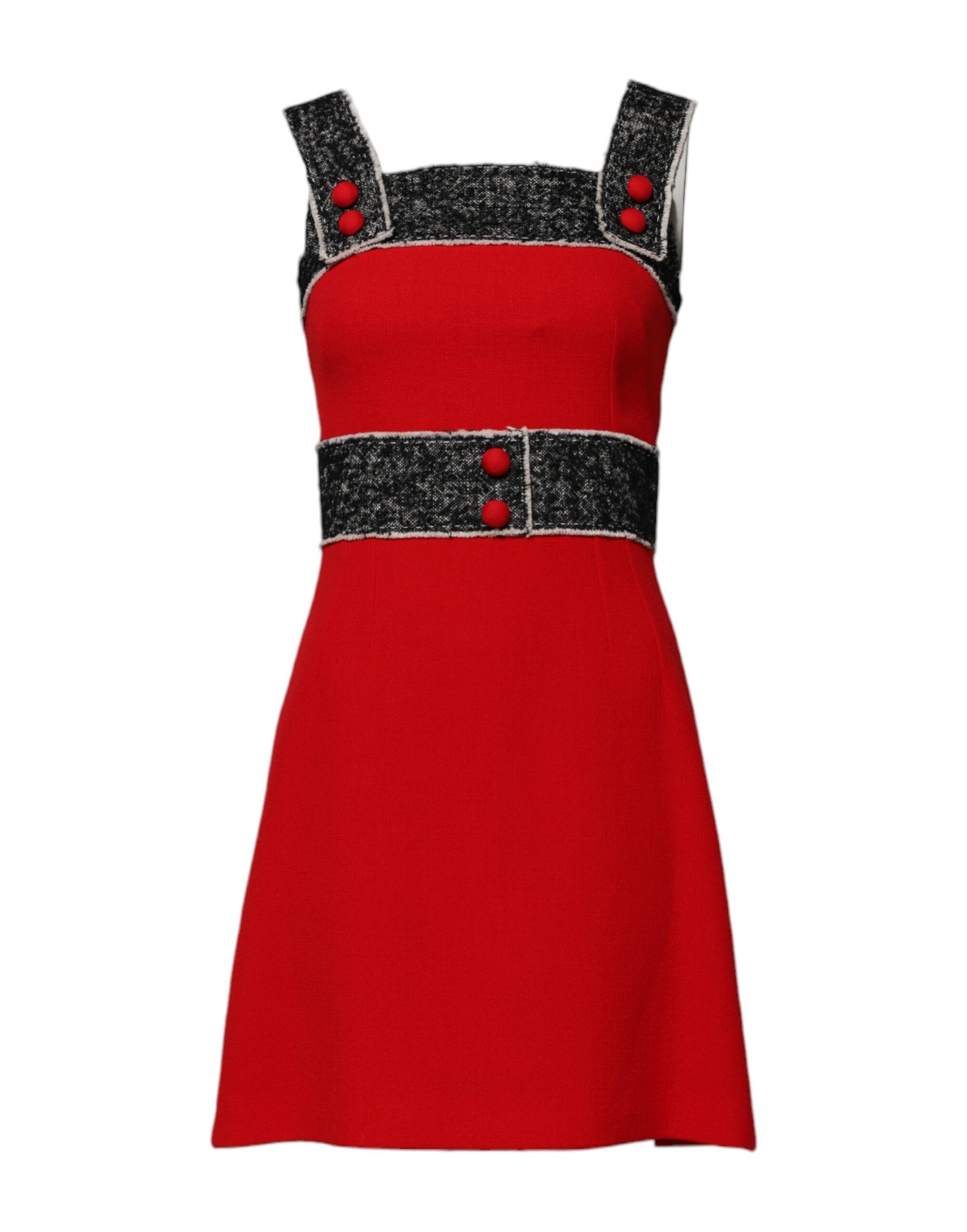 Red Wool Sleeveless A-line Flared Mini Dress