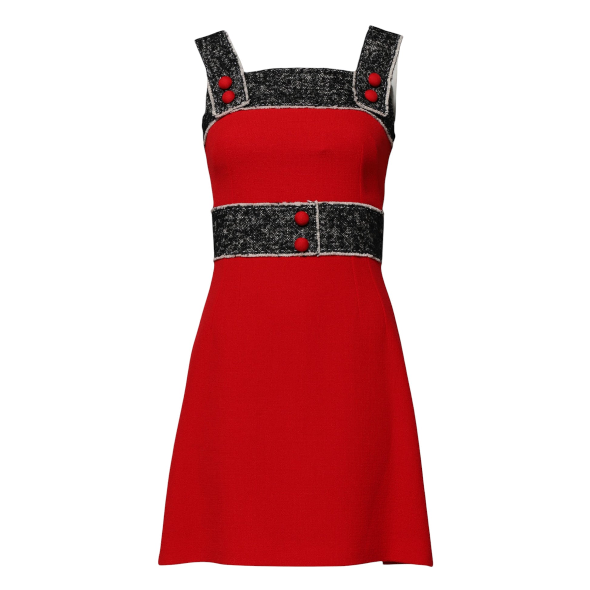 Red Wool Sleeveless A-line Flared Mini Dress