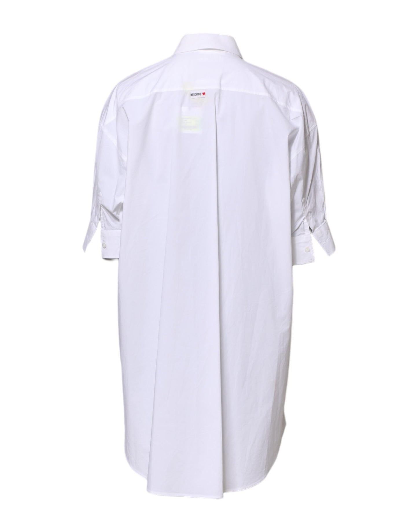 White Printed Collared Button Mini Shirt Dress