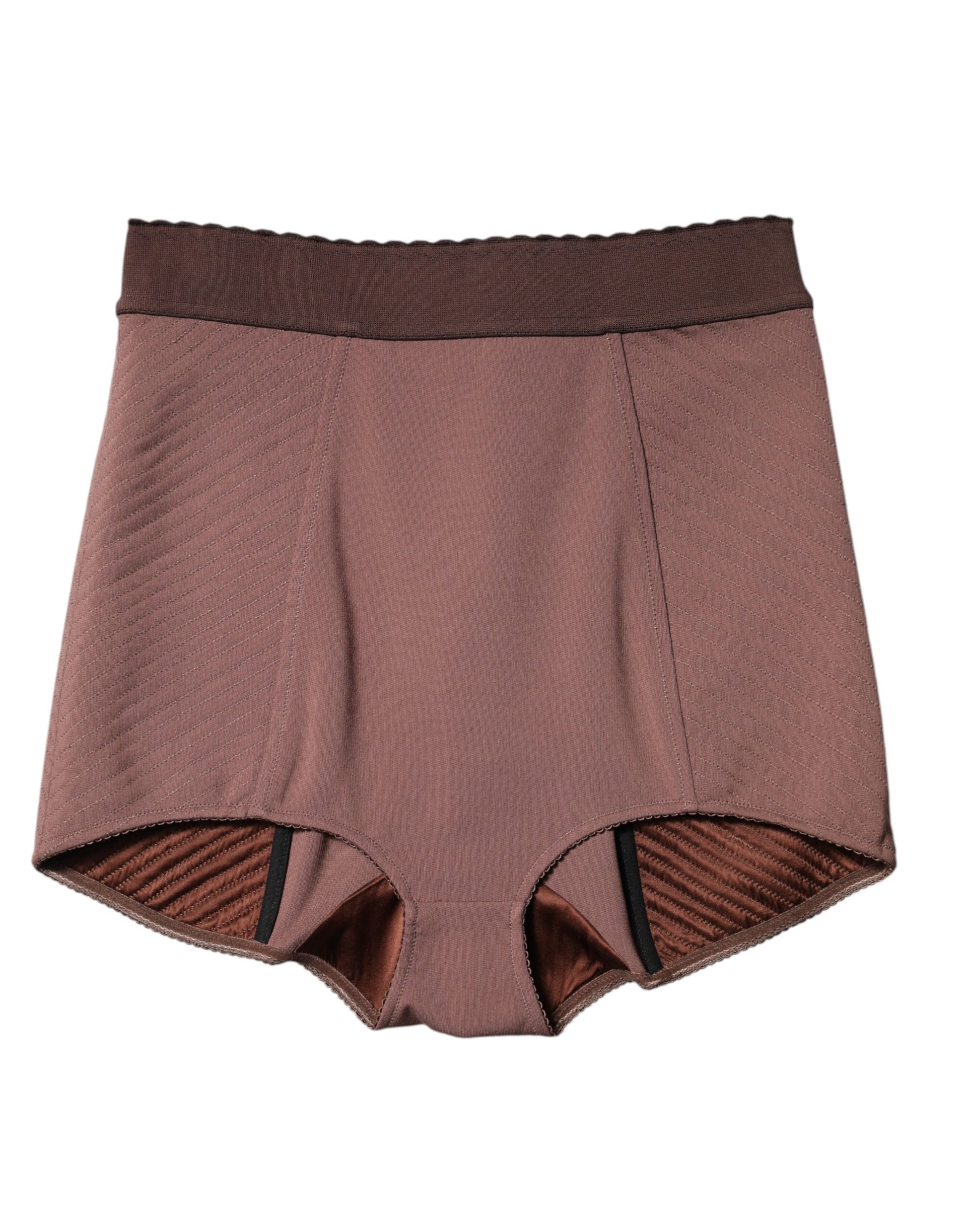 Brown Viscose High Waisted Hot Pants Shorts