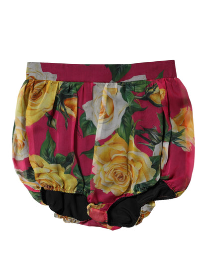 Red Floral High Waist Women Hot Pants Shorts