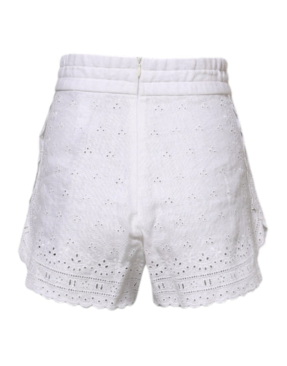 White Linen High Waisted Hot Pants Shorts