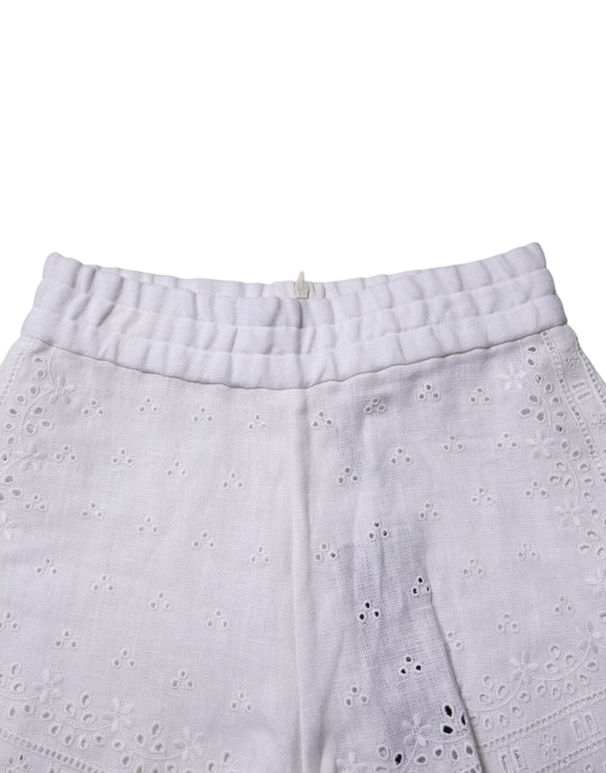 White Linen High Waisted Hot Pants Shorts