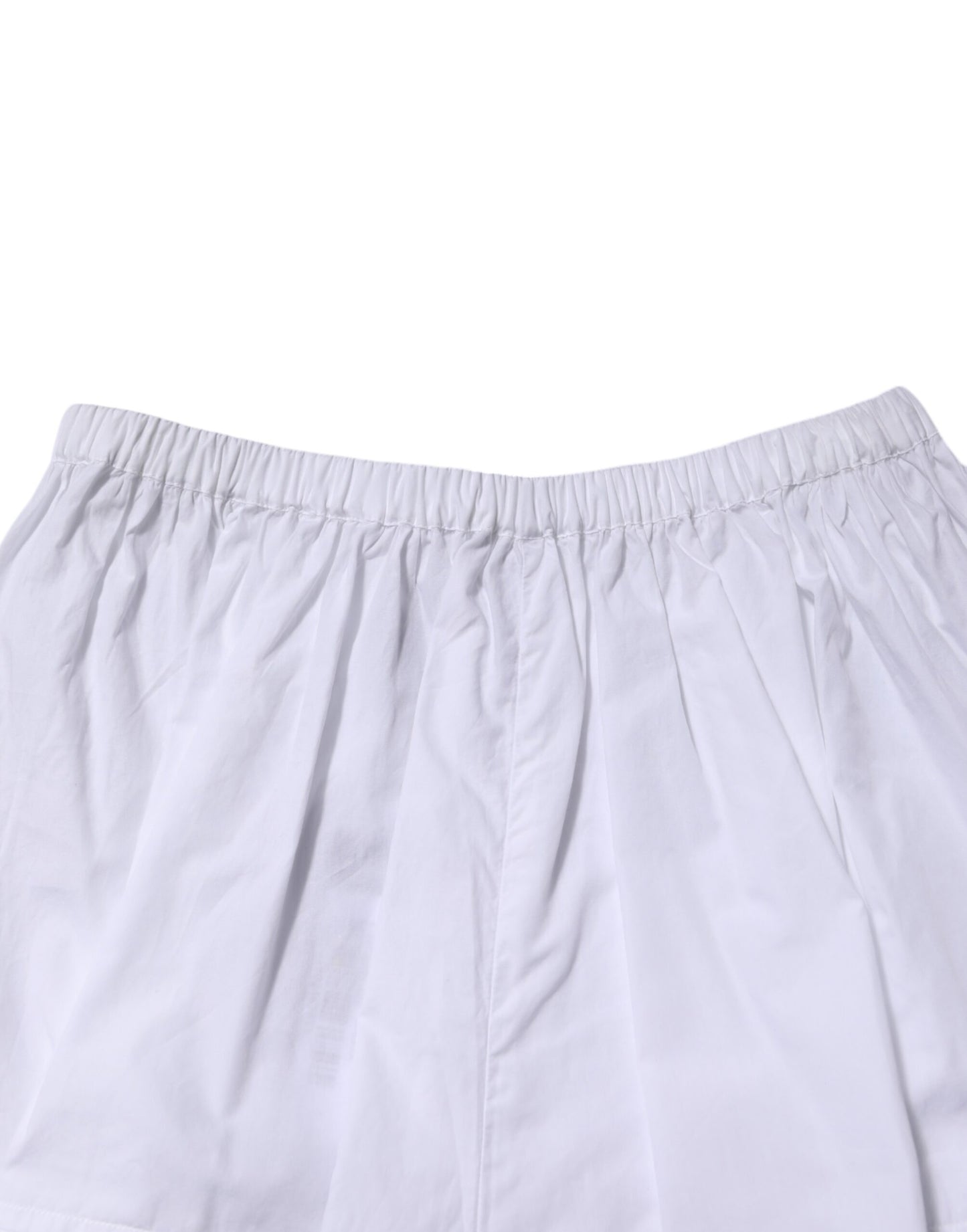 White Lace Paneled Cotton High Waisted Shorts