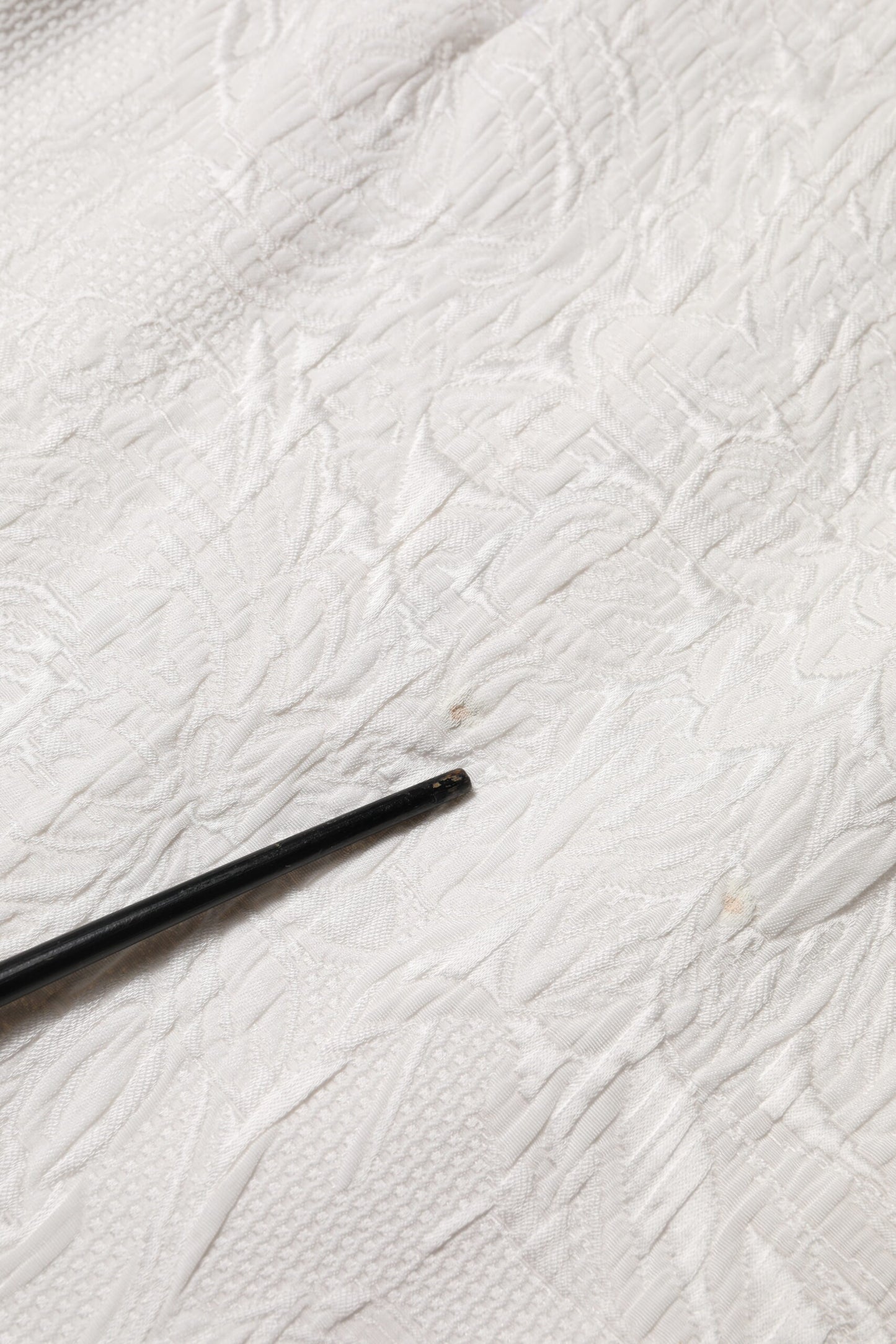 White Floral Brocade A-line High Waist Skirt