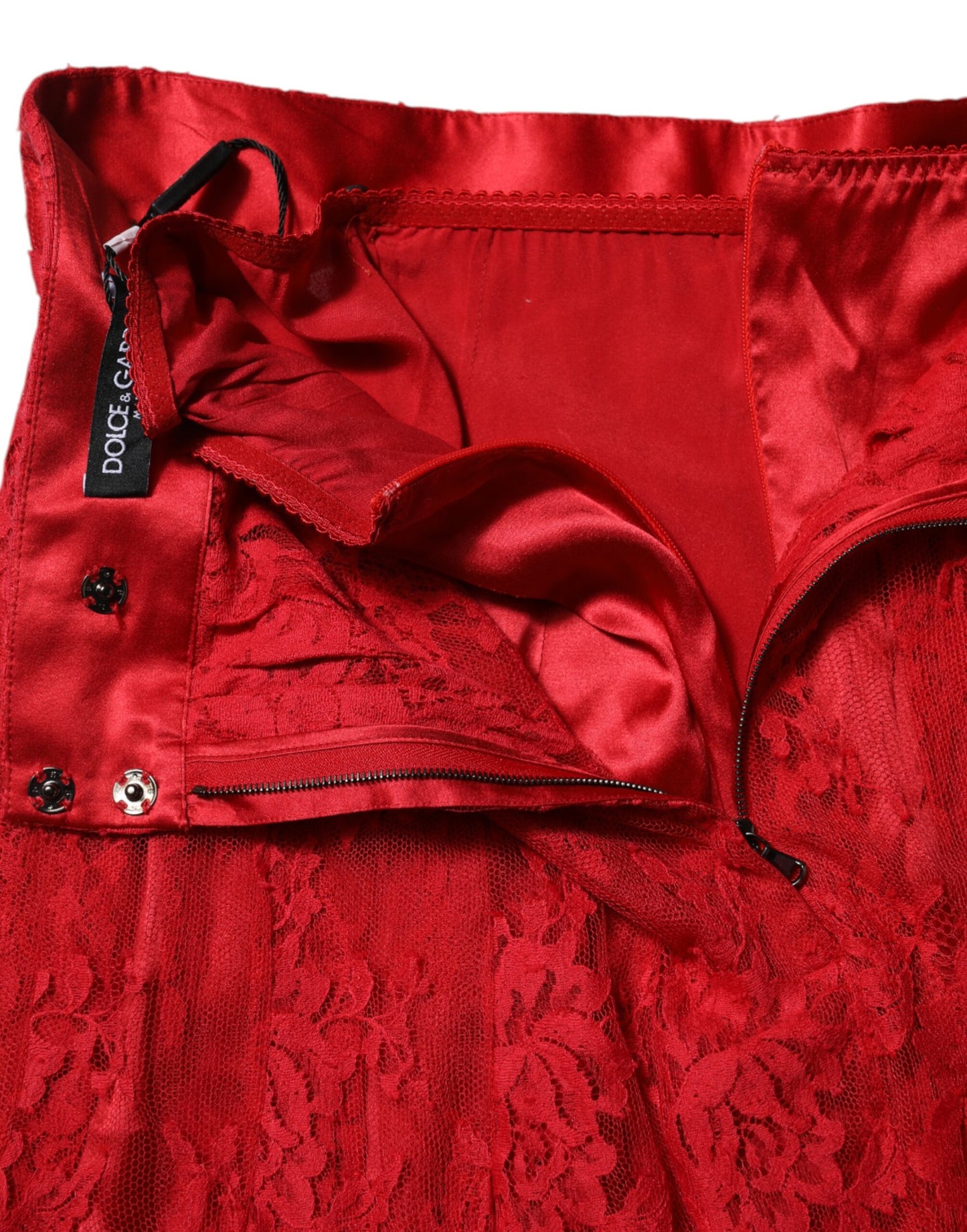 Red Cotton Floral Lace A-line Long Maxi Skirt