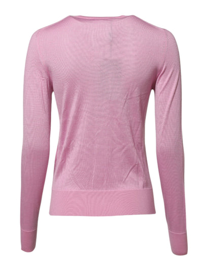 Pink Floral Detailing Cardigan Sweater