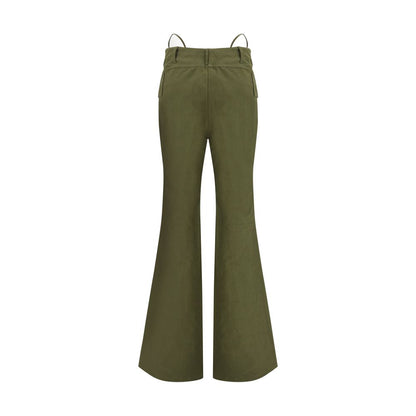 Green Cotton Flared Pants
