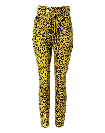 Yellow Leopard High Waist Slim Pants