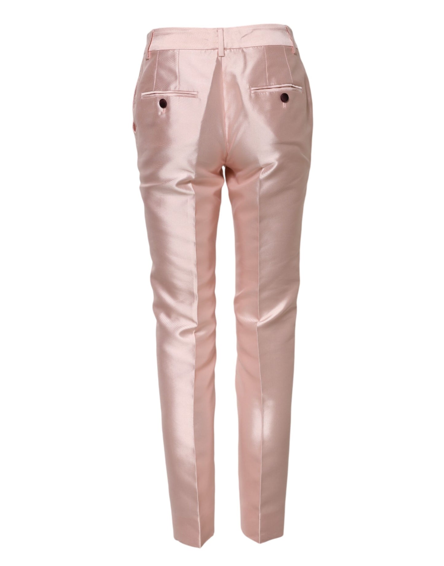 Pink Satin High Waist Tapered Pants