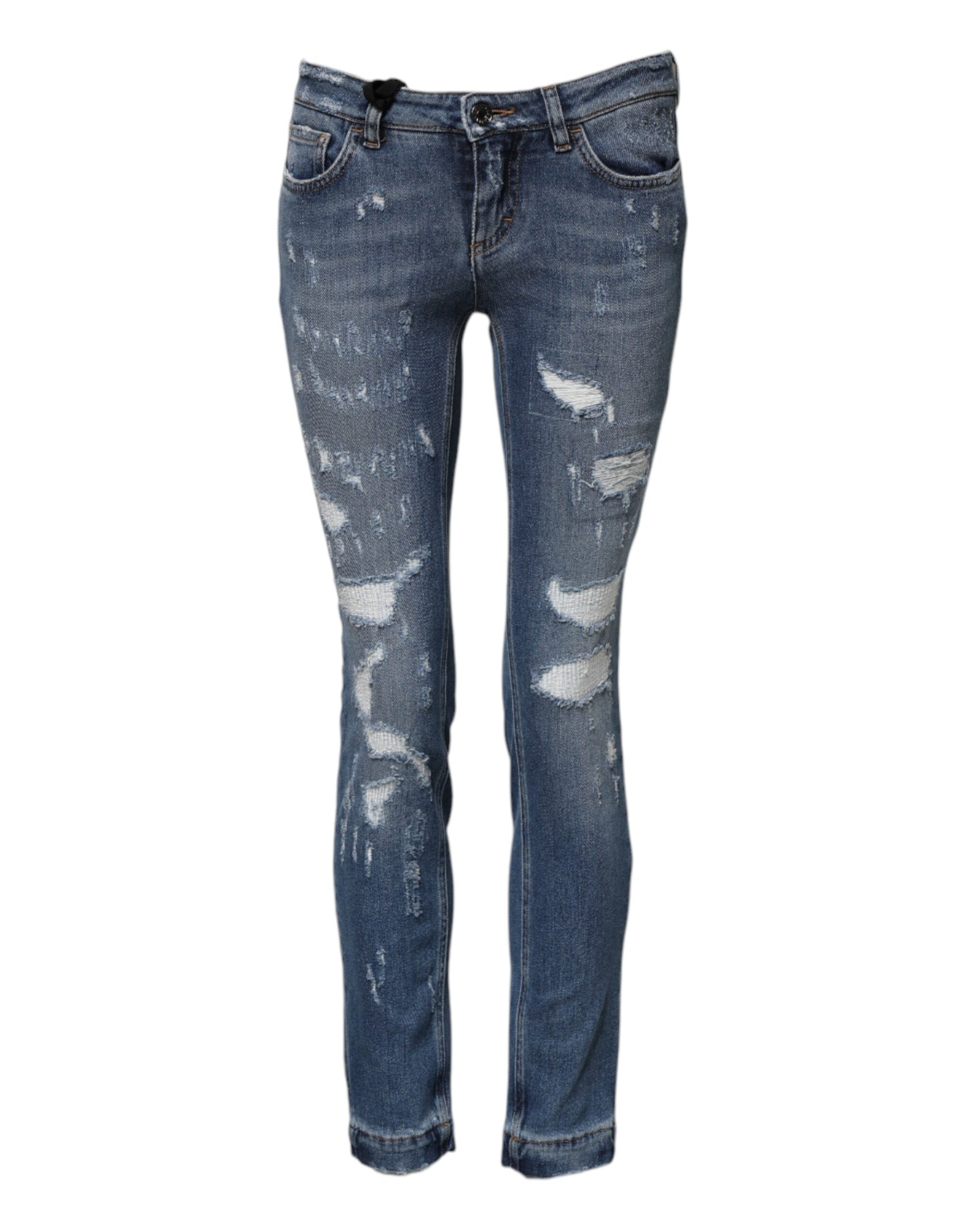 Blue PRETTY Tattered Skinny Denim Jeans