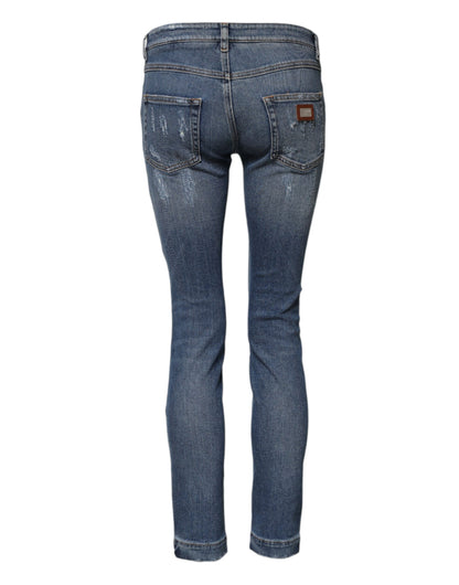 Blue PRETTY Tattered Skinny Denim Jeans