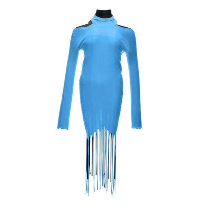 Blue Cotton Casual Dress