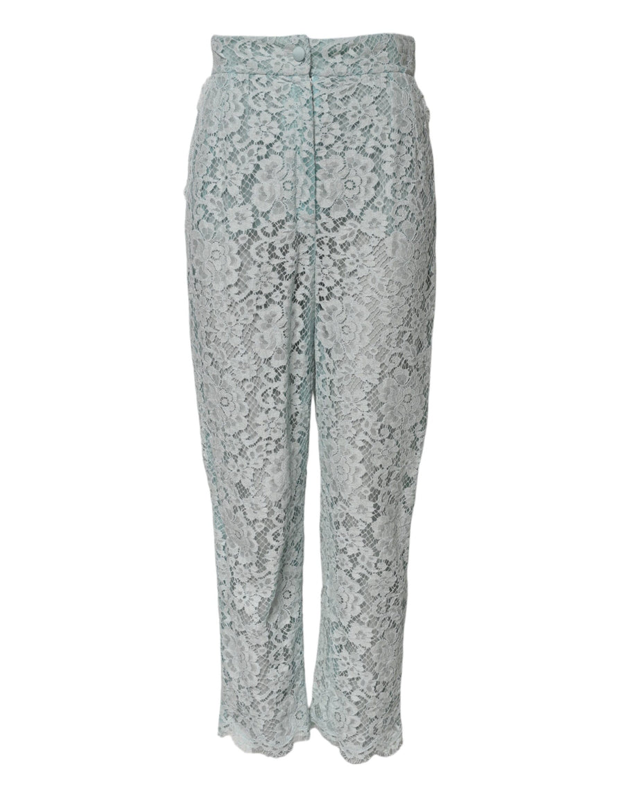 Mint Green Cotton Floral Lace Trousers Pants