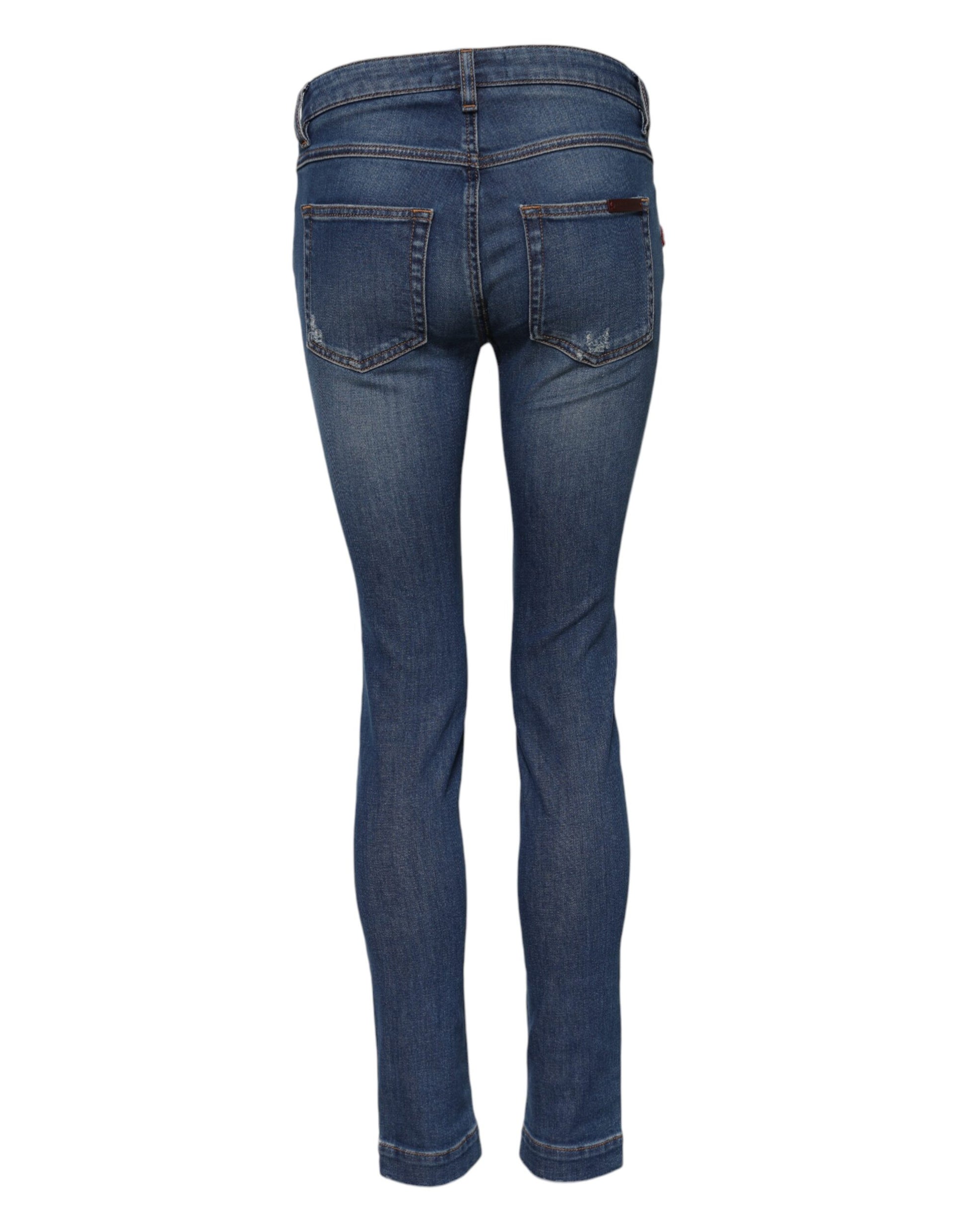 Blue Cotton Low Waist Skinny Denim Jeans