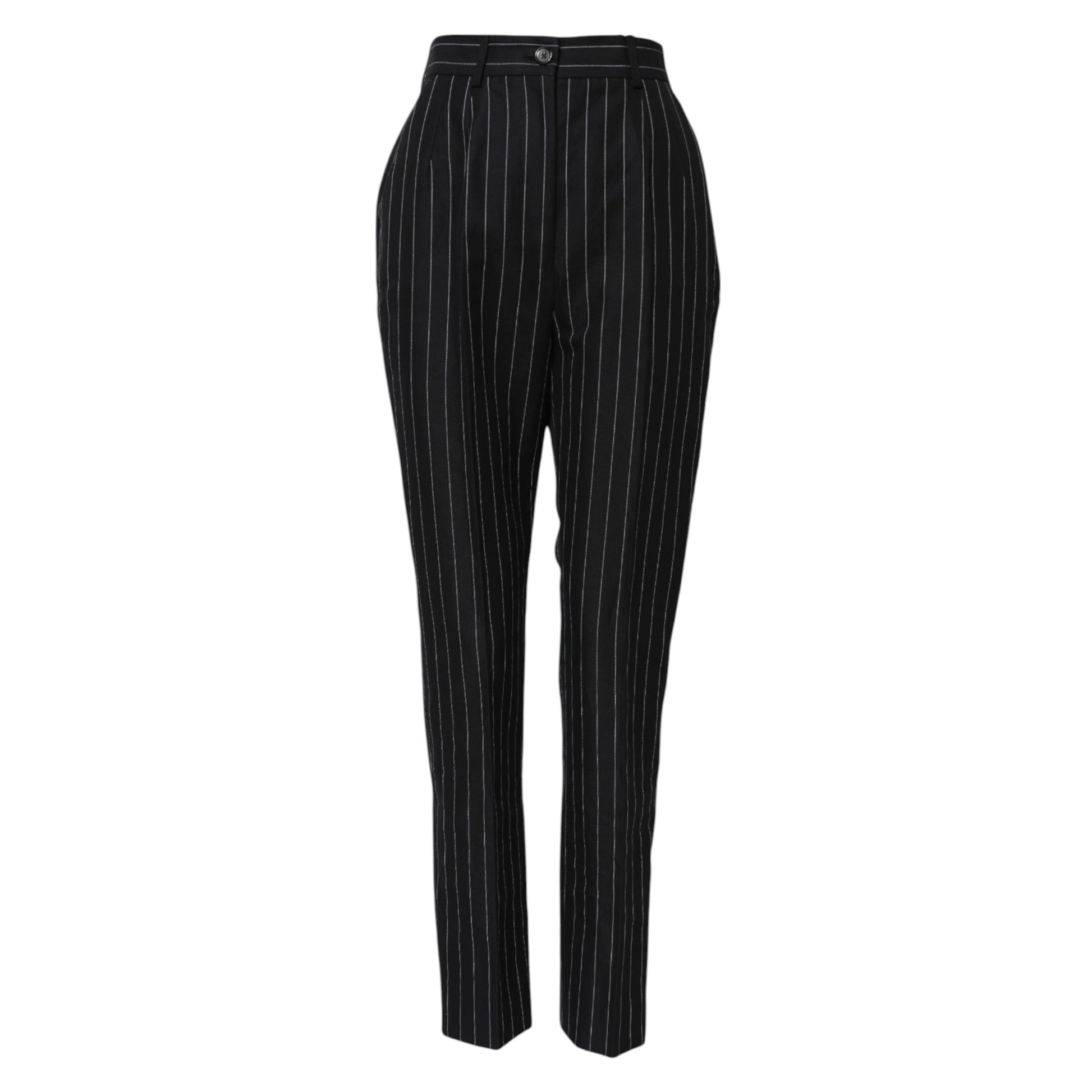 Black Stripes High Waist Tapered Pants