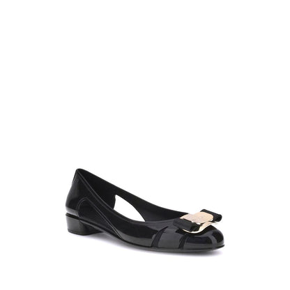 Black Rubber Ballet Flats