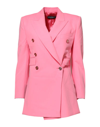 Pink Double Breasted Women Coat Jacket