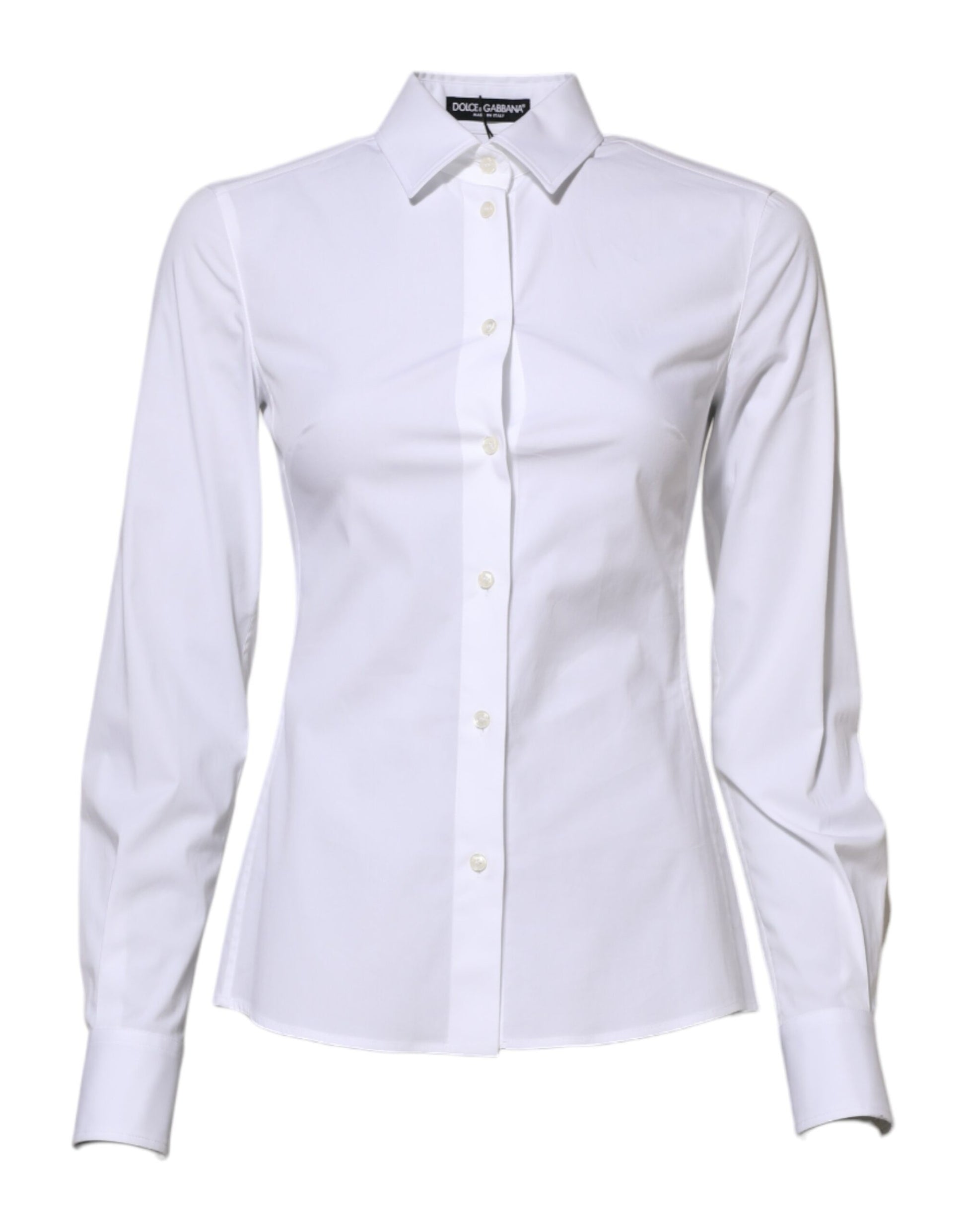 White Cotton Long Sleeves Collared Shirt Top