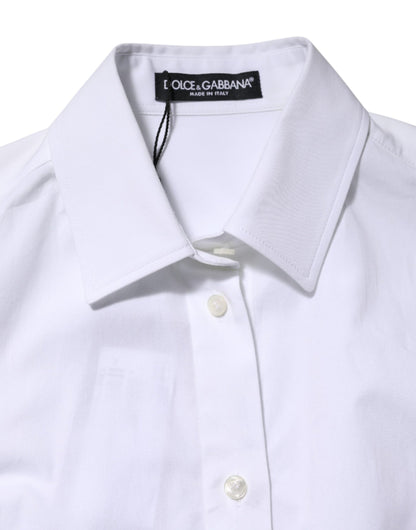 White Cotton Long Sleeves Collared Shirt Top
