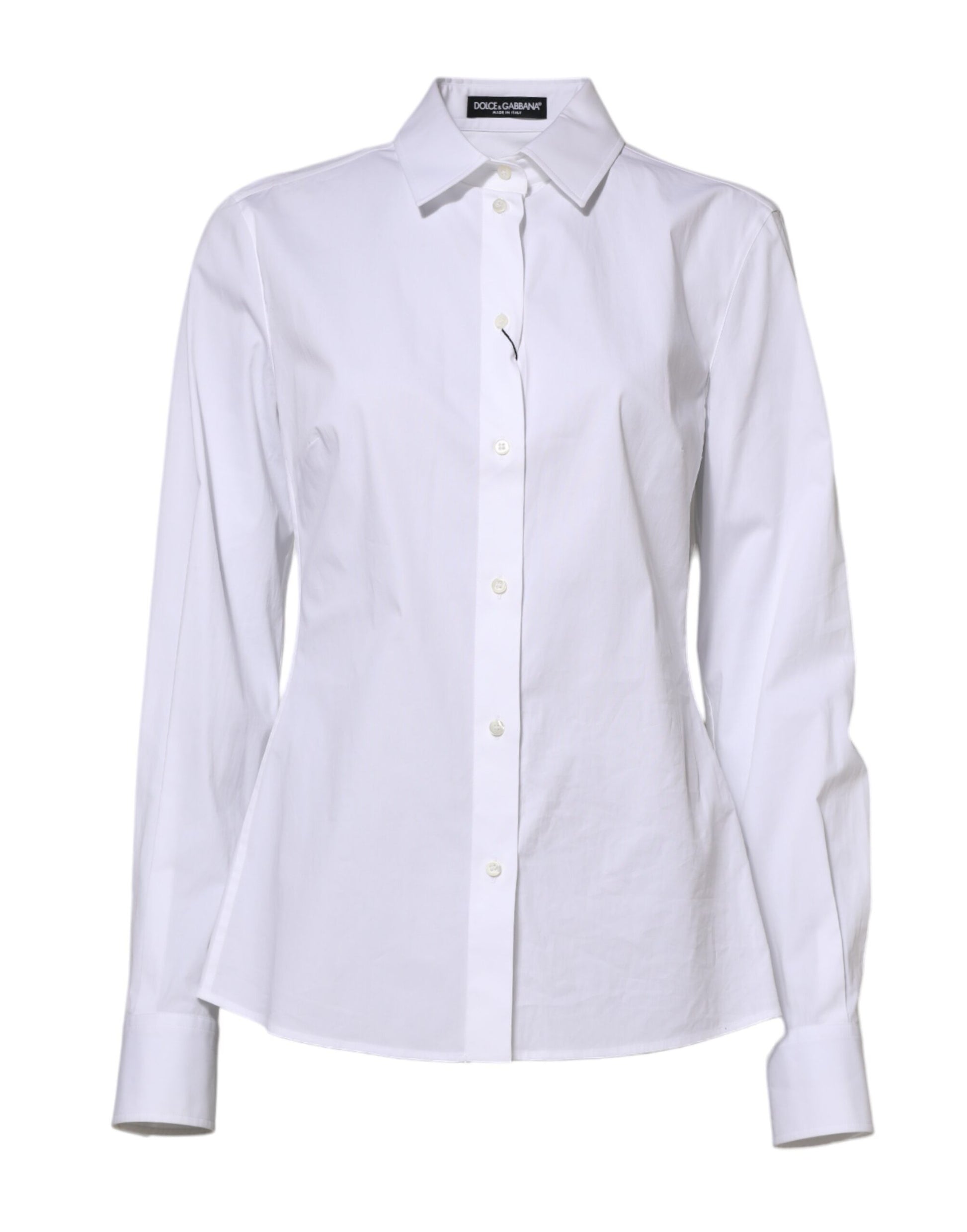 White Cotton Long Sleeves Collared Shirt Top