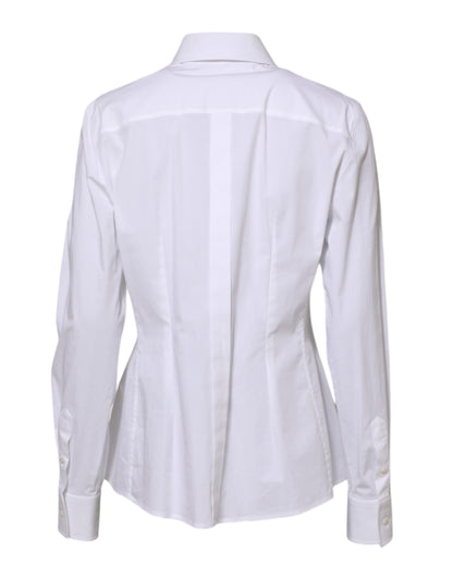 White Cotton Long Sleeves Collared Shirt Top