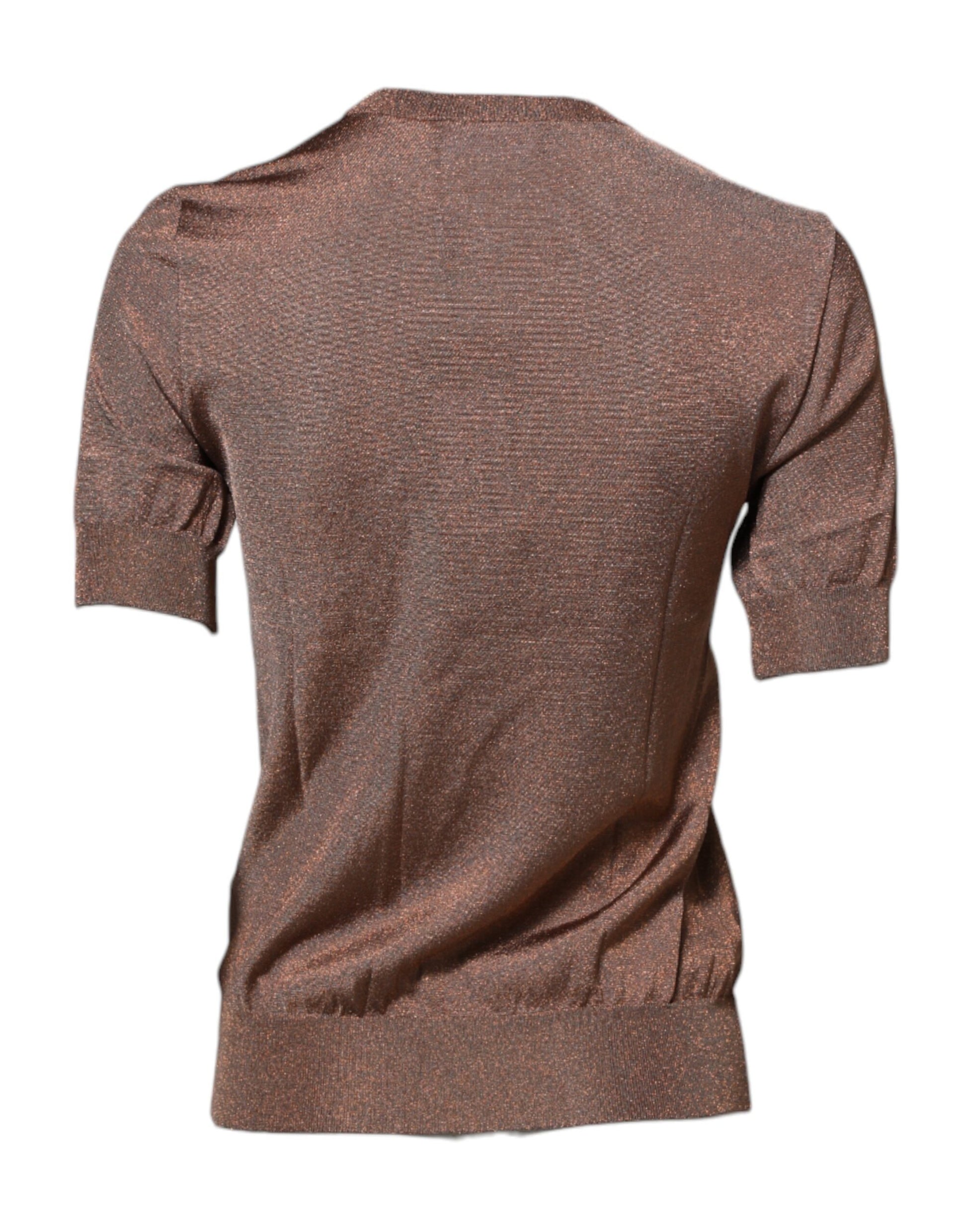 Brown Lily Embellished Round Neck Blouse Top