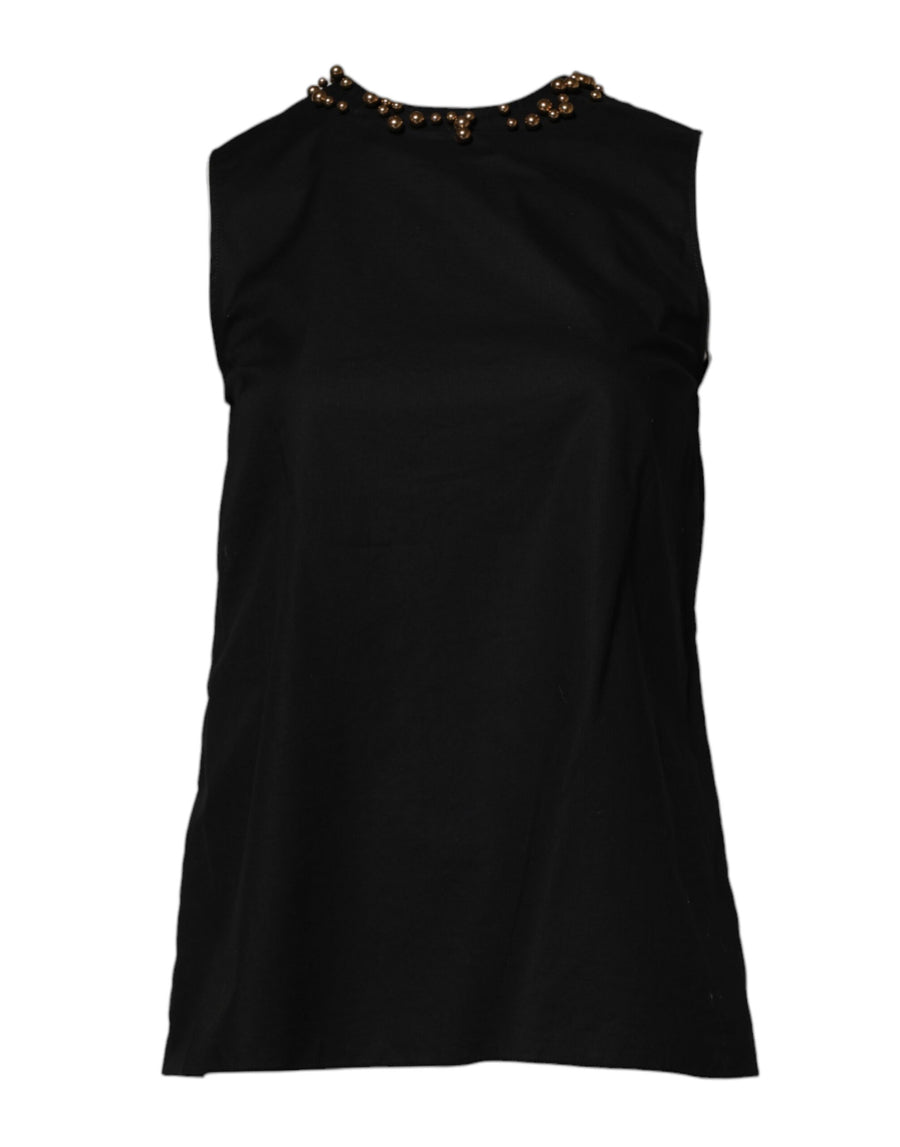 Black Cotton Sleeveless Women Tank T-shirt
