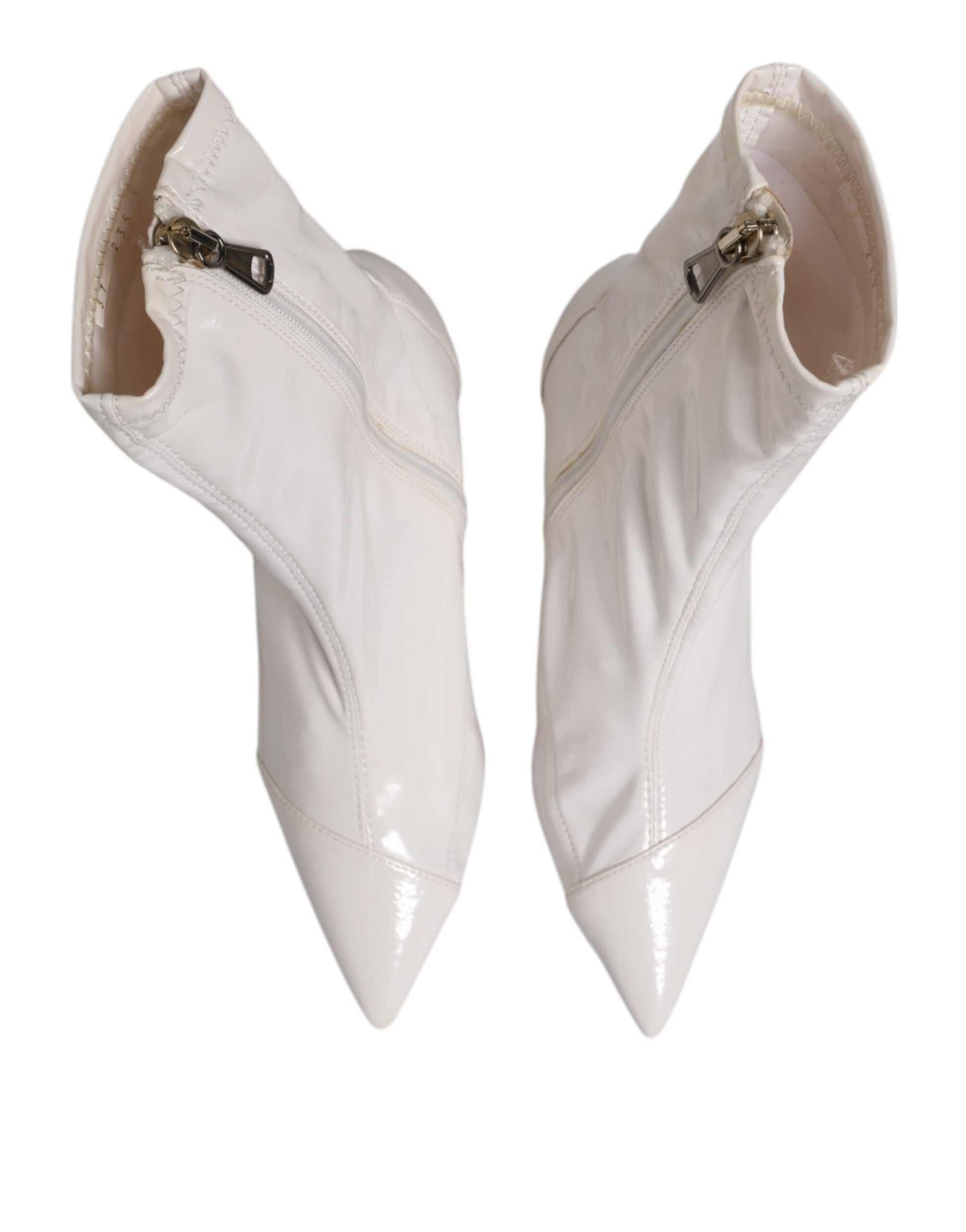 White Stiletto Heels Mid Calf Boots Shoes