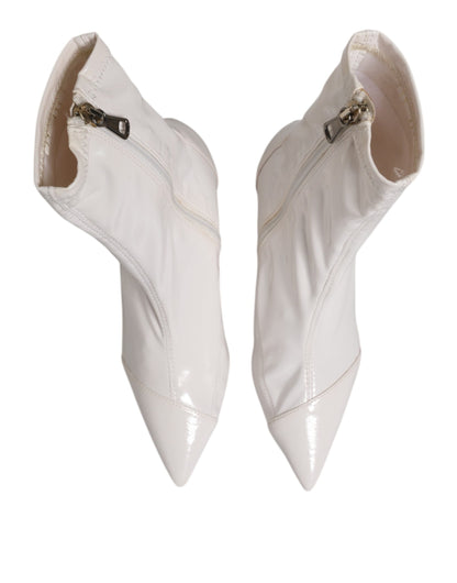 White Stiletto Heels Mid Calf Boots Shoes