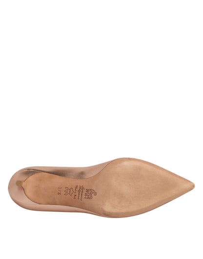 Pink Leather Pumps Stiletto Heels Slip On Shoes